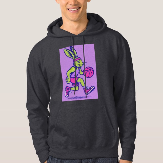 Retro-Basketball-Hase Hoodie (Vorderseite)