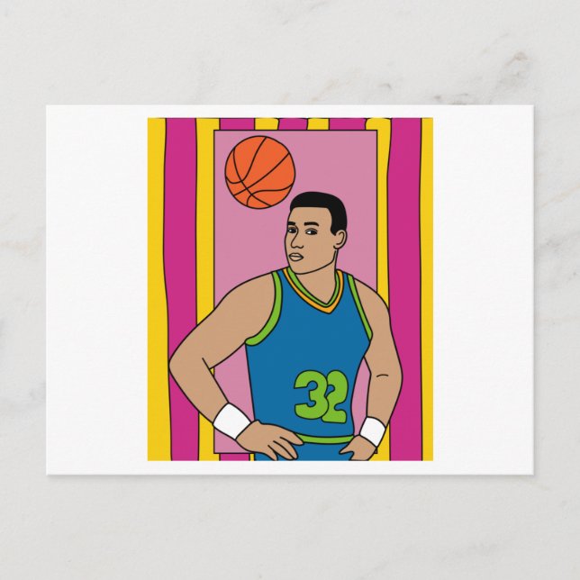 Retro Basketball Player Hobby Postkarte (Vorderseite)