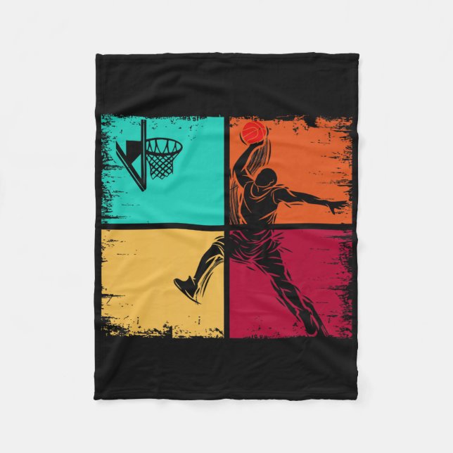 Retro Basketball Spieler Lover Sportteam Männer Ju Fleecedecke (Vorderseite)