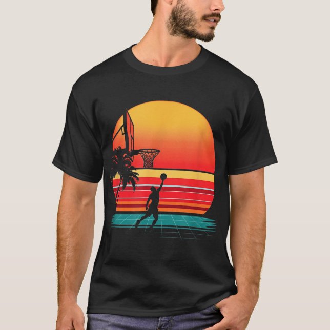 Retro Basketball Sunset T-Shirt (Vorderseite)