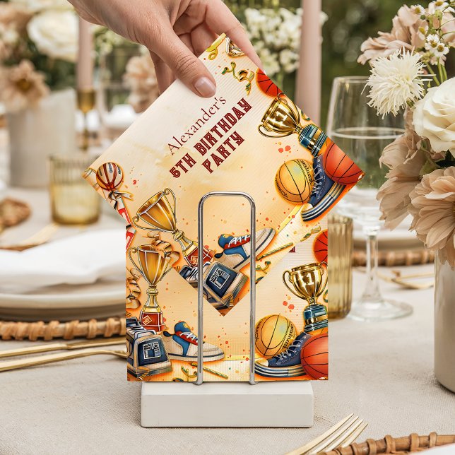 Retro-Basketball-Trophäen-Geburtstag Serviette (Von Creator hochgeladen)