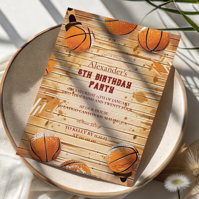 Retro-Basketballplatz-Geburtstag Einladung (Von Creator hochgeladen)
