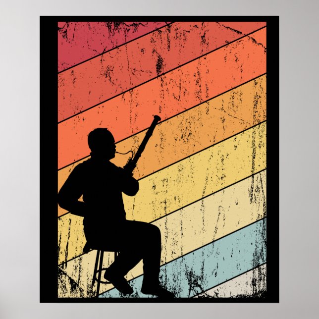 Retro Bassoon Player gibt Jazz Music Bassoon Poster (Vorne)