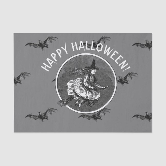 RETRO BAT AND WITCH HALLOWEWEWEEN Tissue Paper Seidenpapier (Vorderseite)