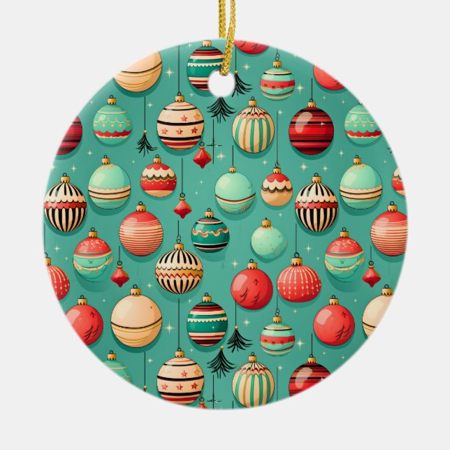 Retro Baubles Christmas Keramik Ornament (Vorne)