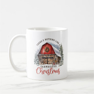 Retro Bauernhaus Weihnachtsstall gemütliche Szene Kaffeetasse