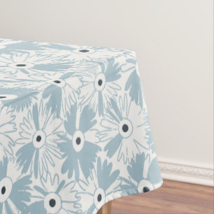 Retro-Bauernhaus-Wildblume großformatig Himmelblau Tischdecke
