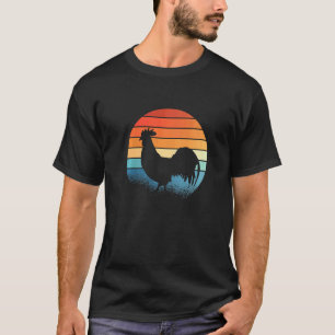 Retro-Bauernhof-Hahn-Sonnenuntergang-Landwirt T-Shirt
