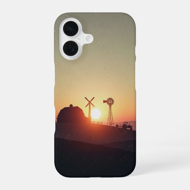 Retro-Bauernhof-Silhouette iPhone 16 Hülle (Rückseite)
