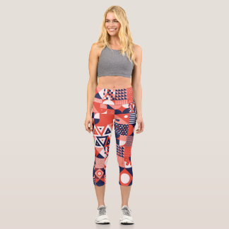 Retro Bauhaus Design, farbenfroh geometrisch. Capri Leggings