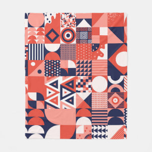 Retro Bauhaus Design, farbenfroh geometrisch. Fleecedecke