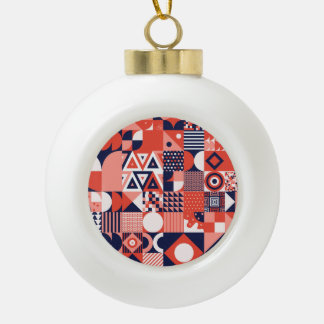 Retro Bauhaus Design, farbenfroh geometrisch. Keramik Kugel-Ornament