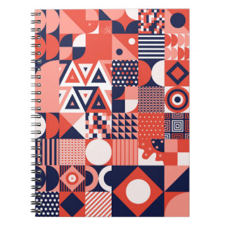 Retro Bauhaus Design, farbenfroh geometrisch. Notizblock