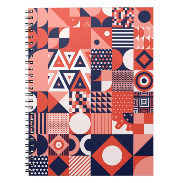 Retro Bauhaus Design, farbenfroh geometrisch. Notizblock (Vorderseite)