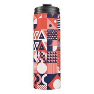 Retro Bauhaus Design, farbenfroh geometrisch. Thermosbecher