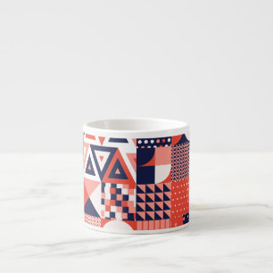 Retro-Bauhaus-Design, farbenfrohe Geometrie. Espressotasse