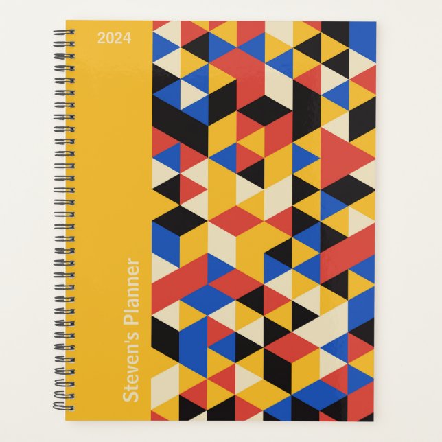 Retro Bauhaus Geometric Personalisiert Planner Planer (Vorderseite)