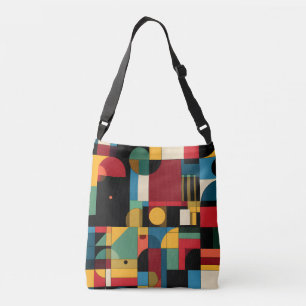 Retro-Bauhaus-Geometrie-Tasche mit Schultergurt Tragetaschen Mit Langen Trägern