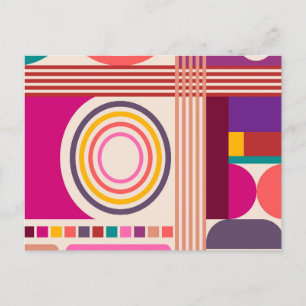 Retro-Bauhaus-Moderne-Kunst-Abstraktes-Muster Postkarte