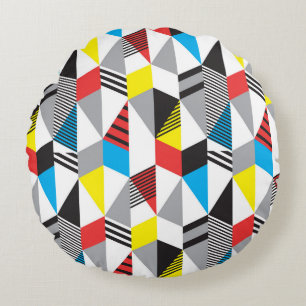 Retro Bauhaus Style: Nahtlos Abstrakt Rundes Kissen