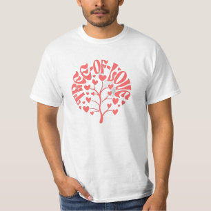 Retro-"Baum der Liebe"-Herzen-Typografie-Korallen- T-Shirt