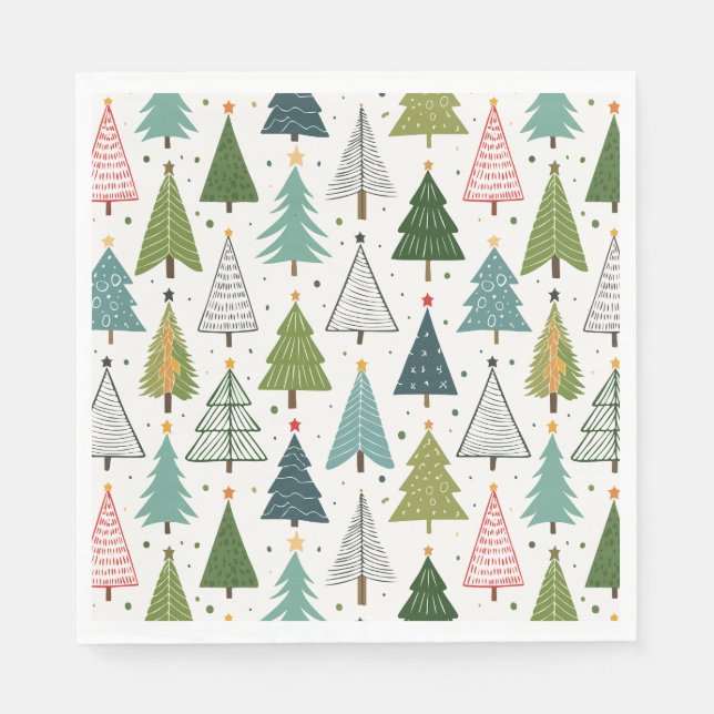 Retro-Bäume Serviette (Vorderseite)