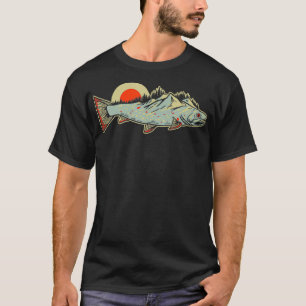 Retro-Bäume Trout Gebirge Vintage Fliege A T-Shirt