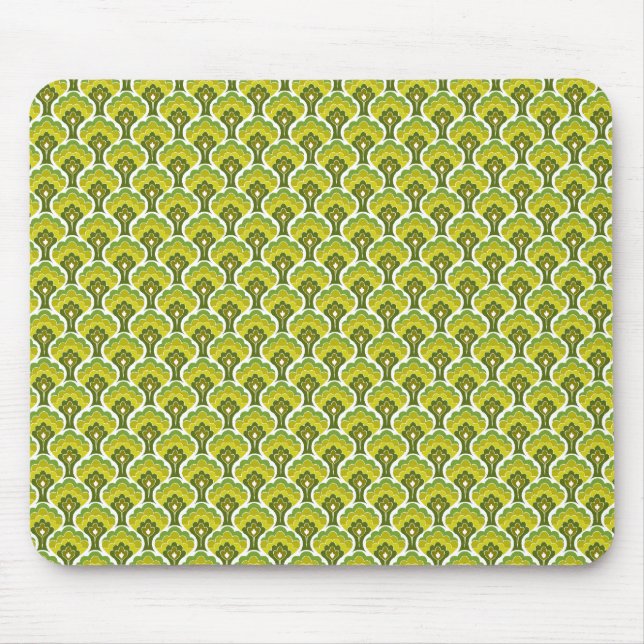 Retro Baummuster - Grün Mousepad (Vorne)