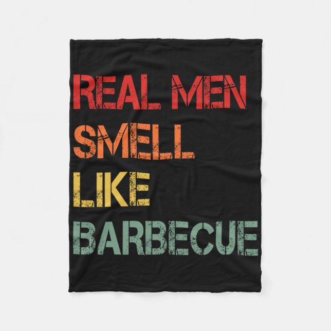 Retro Bbq Real Men Smell Like Byrbecue Smoke Funny Fleecedecke (Vorderseite)