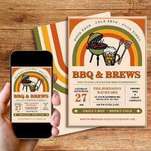 Retro-BBQ- und Bierparty im Hinterhof Einladung