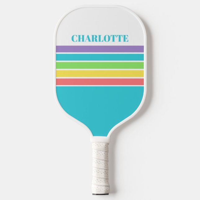 Retro Be Happy Pickleball Rainbow Birthday Pickleball Schläger (Vorderseite)