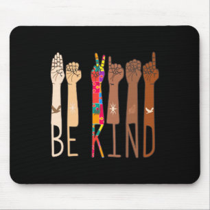 Retro be Kind Hand Sign Language ASL Puzzle Autism Mousepad