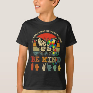Retro Be Kind Puzzle Butterfly ASL Lehrer Autismus T-Shirt