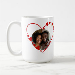 Retro Be Mine Schrift & Skizzen-Herz-Foto Kaffeetasse