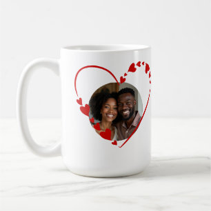 Retro Be Mine Schrift & Skizzen-Herz-Foto Kaffeetasse