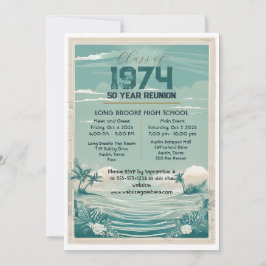 Retro Beach 1974 50 Jahre High School Wiedersehen Einladung