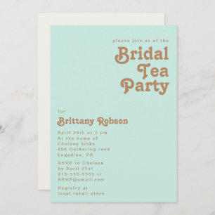 Retro Beach   Aqua Bridal Tea Party Einladung