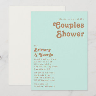 Retro Beach   Aqua Couples Dusche Einladung