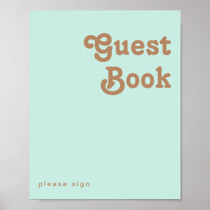 Retro Beach Aqua Guest Book Sign Poster