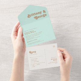 Retro Beach | Aqua-Siegel und Senden All In One Einladung