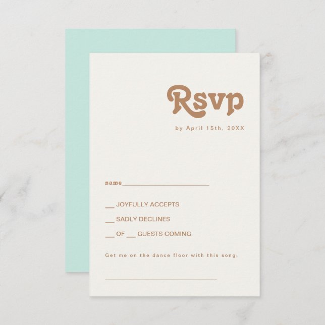Retro Beach | Aqua Song Request RSVP Card (Vorne/Hinten)