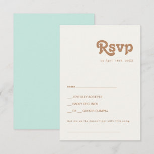 Retro Beach Aqua Song Request RSVP Card Karte