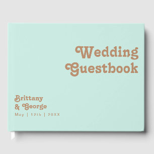 Retro Beach   Aqua Wedding Guestbook Gästebuch