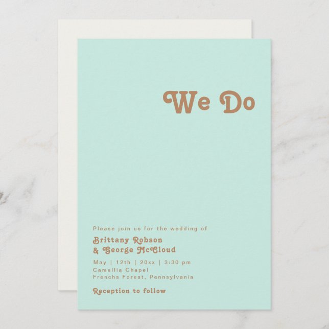 Retro Beach | Aqua Wir machen Hochzeitseinladung Einladung (Vorne/Hinten)