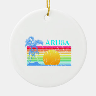 Retro Beach Aruba Sunset Keramik Ornament