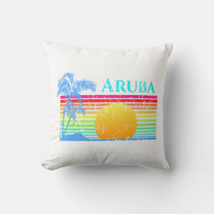 Retro Beach Aruba Sunset Kissen