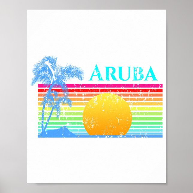Retro Beach Aruba Sunset Poster (Vorne)