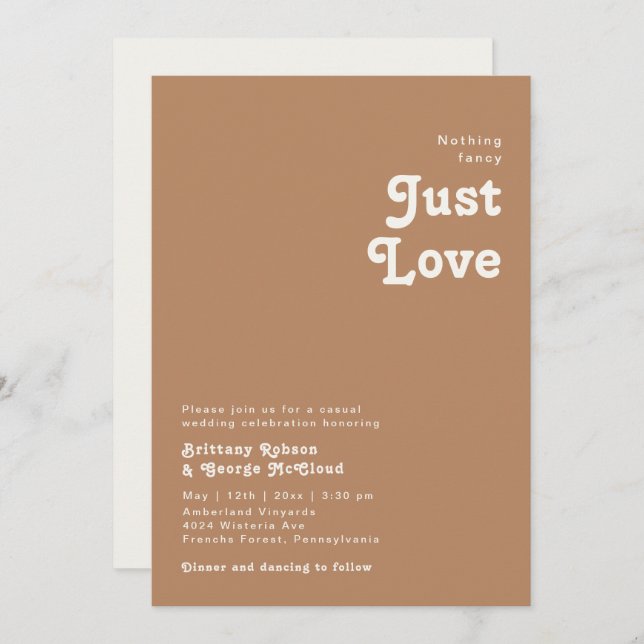 Retro Beach | Braun Nichts Extravagante Hochzeit Einladung (Vorne/Hinten)