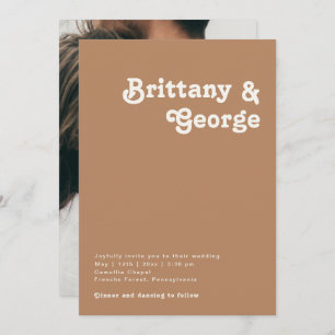 Retro Beach Brown Lässig Foto Monogram Einladung