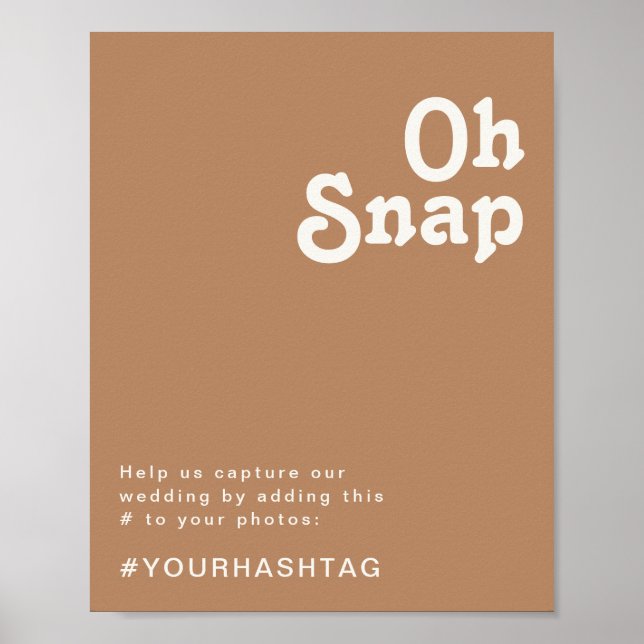 Retro Beach | Brown Oh Snap Hashtag Zeichen Poster (Vorne)